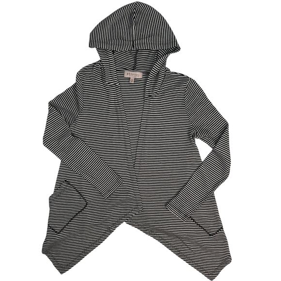 Philosophy Petite Hooded Stripe Cover Up Jacket Women’s Small Black White PS - Picture 1 of 6